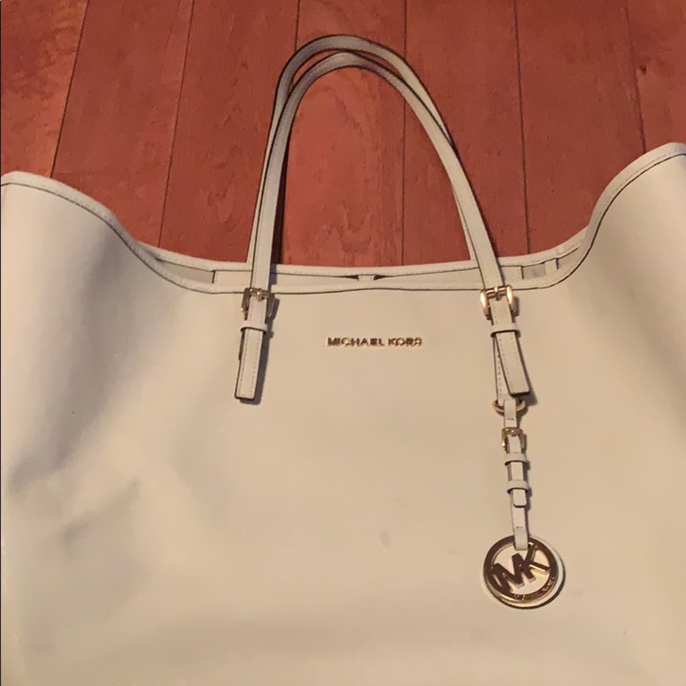 large michael kors white purse